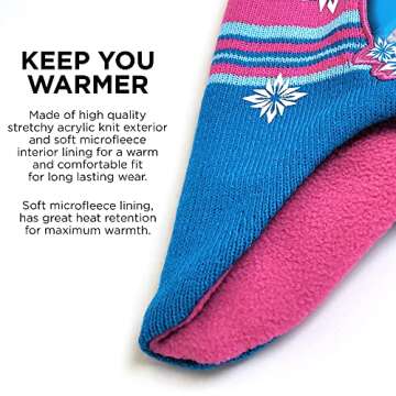 Disney Girls' Little Frozen Winter Hat and Kids Gloves Set, Elsa and Anna Beanie, Blue/Pink, Age 4-7