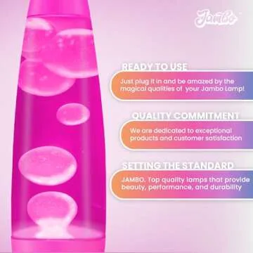 JAMBO 16" Beautiful Lamp - Upgraded Pink Liquid Motion Night Light for Relaxation