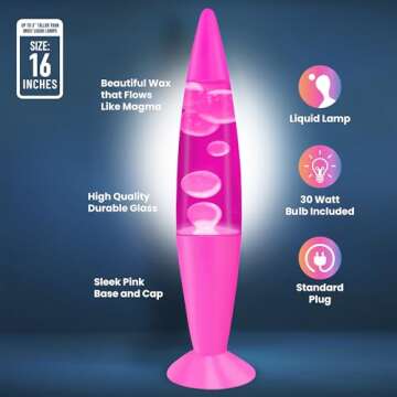 JAMBO 16" Pink Liquid Motion Lamp - Eye-Catching Decor
