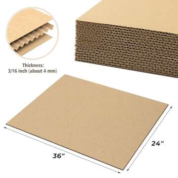 Golden State Art, 10 Pack 24x36 Corrugated Cardboard Sheets Flat Layer Pads Packing Card Boards For ...