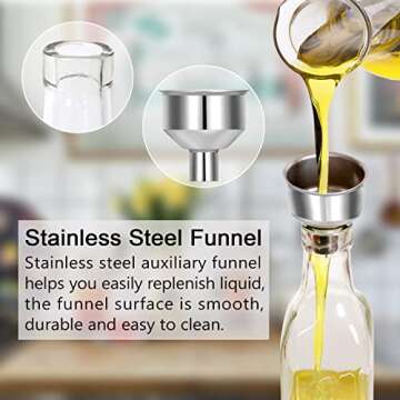 Gusnilo 17 oz Olive Oil Dispenser Bottles Set Olive Oil Bottle,500 ML Oil and Vinegar Cruet Bottle,Oil Dispenser Bottle for Kitchen,Glass Oil Bottle with Funnel and Pourers