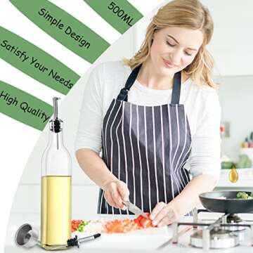 Gusnilo 17 oz Olive Oil Dispenser Bottles Set Olive Oil Bottle,500 ML Oil and Vinegar Cruet Bottle,Oil Dispenser Bottle for Kitchen,Glass Oil Bottle with Funnel and Pourers