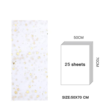 WRAPAHOLIC Metallic Gold Star Tissue Paper - 25 Sheets