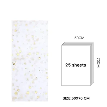 WRAPAHOLIC Metallic Gold Star Tissue Paper - 25 Sheets