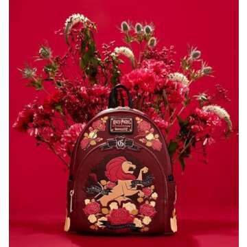 Loungefly Harry Potter Gryffindor House Floral Tattoo Mini Backpack