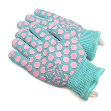 J H Heat Resistant Oven Glove: EN407 Certified 932 °F BBQ & Oven Mitts for Grlling, Baking, Kitchen, Camping,Fireplace Indoor&Outdoor 1 Pair
