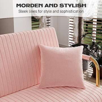 DAMAIFROM Modern Velvet Loveseat Sofa, Upholstered Pleated Velvet Couch, Mid Century 2 Seater Sofa with Gold Metal Legs, Comfy Love Seat Small Couches for Living Room, Small Spaces (Pink)