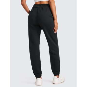 CRZ YOGA Women's Cotton Fleece Lined Sweatpants - Cozy Lounge Joggers with Pockets