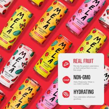 Mela Watermelon Water - Hydrating Watermelon Juice Drink w/Vitamin C, Electrolytes, & Antioxidants - Non-GMO, Gluten-Free, Real Fruit Juice Watermelon Drink (Original, 11.15 fl oz, 12-Pack)