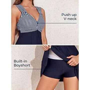 MiYang Women's Elegant High Waist Swim Dress for Summer