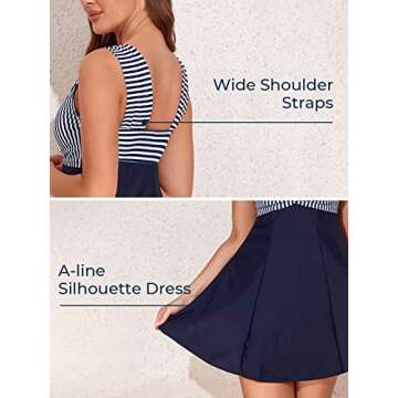 MiYang Women's Elegant High Waist Swim Dress for Summer