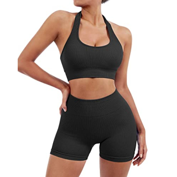 SUUKSESS Seamless Ribbed Two Piece Workout Set