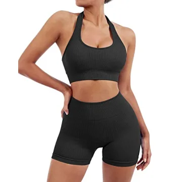 SUUKSESS Seamless Ribbed Two Piece Workout Set