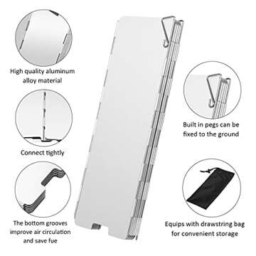 Uning Camp Stove Windscreen, 10 Plates Lightweight Folding Outdoor Picnic Cooker Wind Screen Windshield for Camping, Backpacking, Butane, Alcohol Stoves