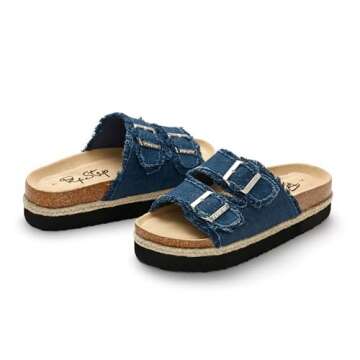 PepStep Slide Sandals with Cork Footbed and Stylish Straps