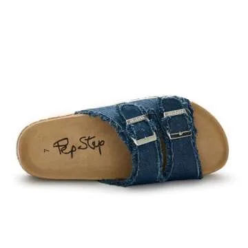 PepStep Slide Sandals with Cork Footbed and Stylish Straps