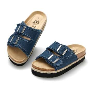 PepStep Slide Sandals with Cork Footbed and Stylish Straps