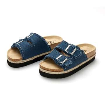 PepStep Slide Sandals with Cork Footbed and Stylish Straps