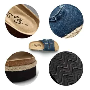 PepStep Slide Sandals with Cork Footbed and Stylish Straps