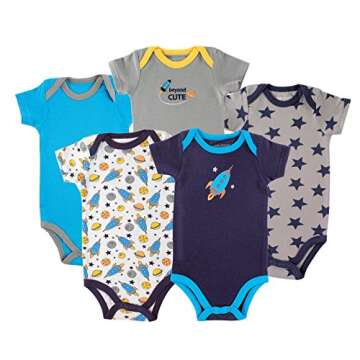 Luvable Friends Unisex Baby Cotton Bodysuits, Rocket, 3-6 Months - Soft & Stylish Comfort for Your L...