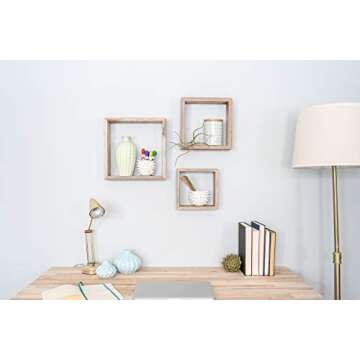 BARNWOODUSA Rustic Shelves, Square Floating Wood Shadowbox, Home Decor, Set of 3 (Natural Weathered Gray)