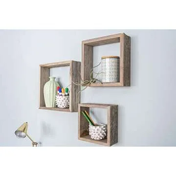 BARNWOODUSA Rustic Wood Shadowbox Shelves, Set of 3