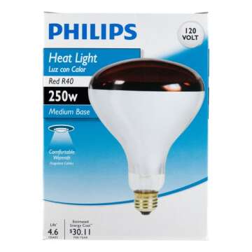 Philips 415836 Heat Lamp Bulb 250-Watt R40 Red 4 Pack