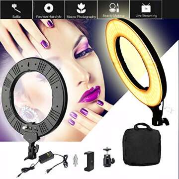 JASZW 14 Inch Double Way Dimmable LED Ring Light Photography Photo Lamp BR