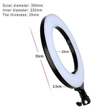 JASZW 14 Inch Double Way Dimmable LED Ring Light Photography Photo Lamp BR