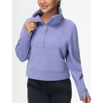 Stylish Women's Half Zip Pullover Fleece Sweatshirt
