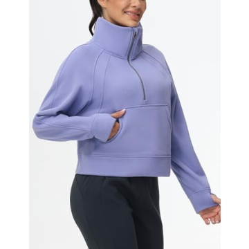 Stylish Women's Half Zip Pullover Fleece Sweatshirt