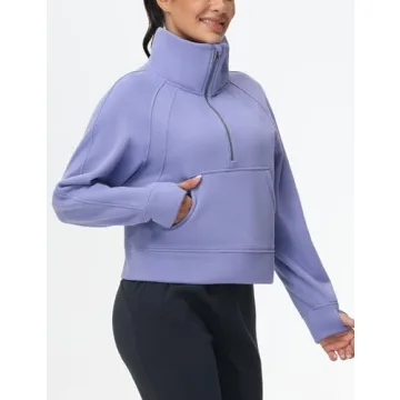 Stylish Women's Half Zip Pullover Fleece Sweatshirt