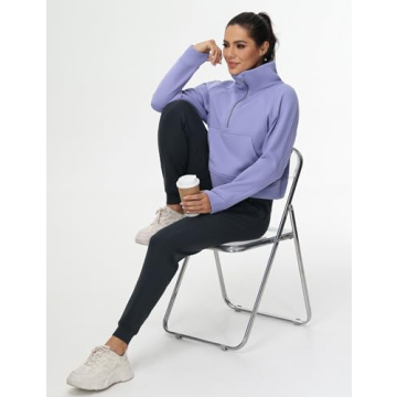 Stylish Women's Half Zip Pullover Fleece Sweatshirt