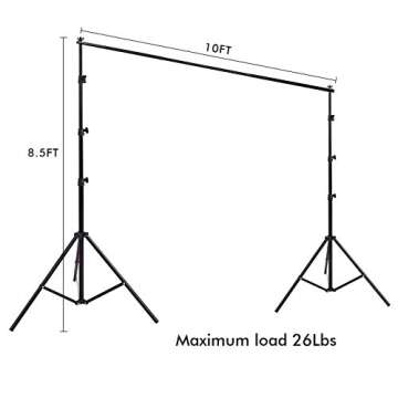 HYJ-INC 10ft x 8.5ft Adjustable Photography Backdrop Support System Photo Video Studio Muslin Backgr...