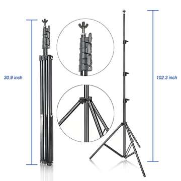 HYJ-INC 10ft x 8.5ft Adjustable Photography Backdrop Support System Photo Video Studio Muslin Background Stand Kit with Carry Bag