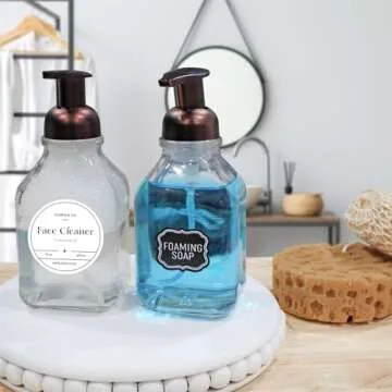 Stylish 16-Ounce Square Glass Foaming Soap Dispensers
