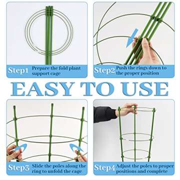 Rantu 4 Pack Adjustable Tomato Cages for Garden Growth