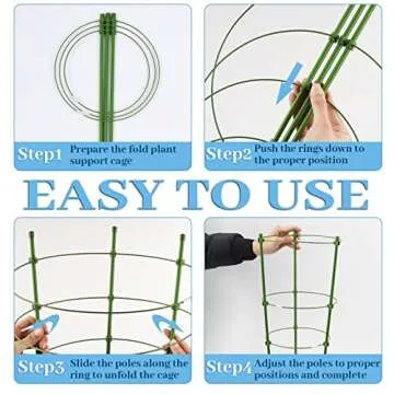 Rantu 4 Pack Adjustable Tomato Cages for Garden Growth