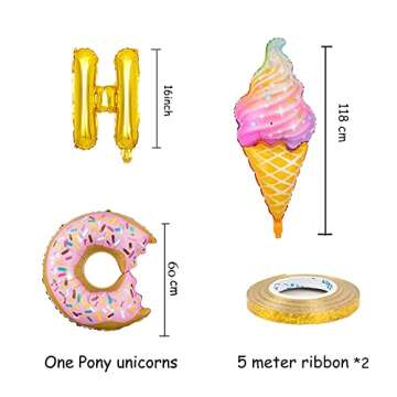 KUNGOON Ice Cream Bar Balloons Decorations,Summer Ice Cream and Donut Balloons Kit for Birthday Baby...