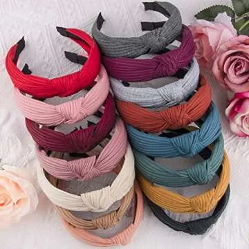 SIQUK 15 Color Top Knot Headbands for Women and Girls