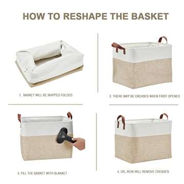 DECOMOMO Fabric Storage Basket Large Closet Storage Bins for Toys Nursery & Laundry Storage (Beige & White, XXL - 3 Pack)