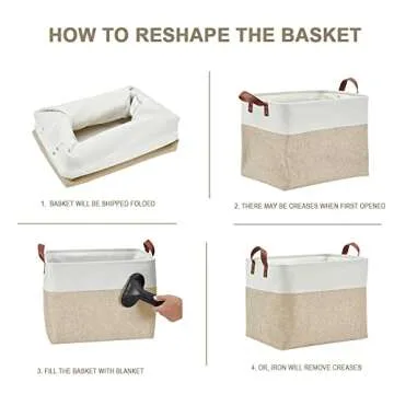 DECOMOMO Fabric Storage Basket Large Closet Storage Bins for Toys Nursery & Laundry Storage (Beige & White, XXL - 3 Pack)