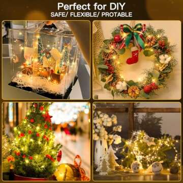 suddus 66ft 200 LED Outdoor String Lights, Warm White Christmas Fairy Lights Battery Operated with R...
