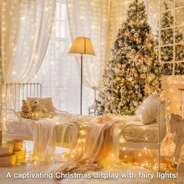 suddus 66ft 200 LED Outdoor String Lights, Warm White Christmas Fairy Lights Battery Operated with Remote, Led Twinkle Lights for Bedroom, Dorm, Patio, Tapestry, Backyard, Garden, Xmas, Party, Indoor