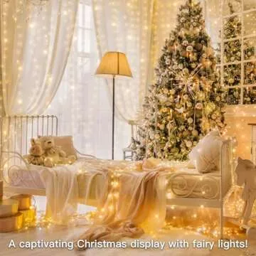 suddus 66ft 200 LED Outdoor String Lights, Warm White Christmas Fairy Lights Battery Operated with Remote, Led Twinkle Lights for Bedroom, Dorm, Patio, Tapestry, Backyard, Garden, Xmas, Party, Indoor