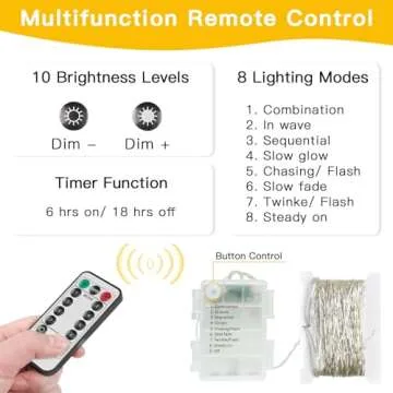 suddus 66ft 200 LED Outdoor String Lights, Warm White Christmas Fairy Lights Battery Operated with Remote, Led Twinkle Lights for Bedroom, Dorm, Patio, Tapestry, Backyard, Garden, Xmas, Party, Indoor