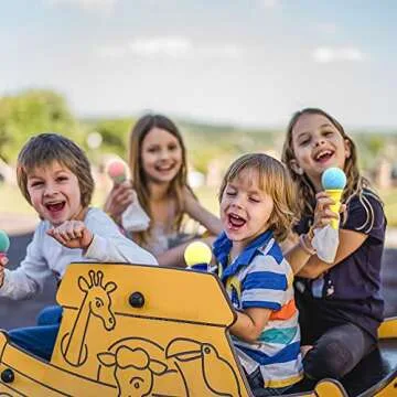 Meirrnyyu 24 Pcs 4inch Ice Cream Foam Ball Launcher,Mini Ice Cream Cone Shooter Toys for Kids,Children,Carnival Prize,Party Favors