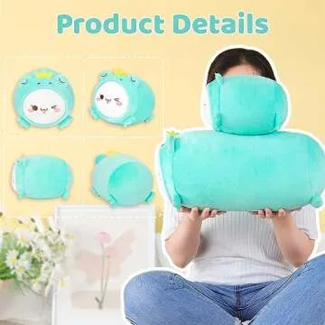 AIXINI Cute Cat Frog Plush Pillow 8” Kitten Froggy Stuffed Animal, Soft Kawaii Cat Plushie with Frog Outfit Costume, Hugging Plush Squishy Pillow Toy Gifts for Kids