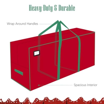 Cosy Family 7.5 ft Christmas Tree Storage Bag - Durable Heavy Duty Extra Large Artificial Xmas Holiday Tree Bag with Reinforced Handles and Dual Zippers Wide Opening - Red