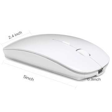 PEIBO Bluetooth Wireless Mouse for Laptop mac MacBook ipad MacBook air MacBook pro pc Desktop Computer Windows Chromebook Notebook (White)